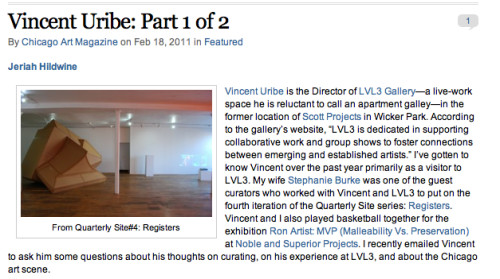Chicago Art Magazine: Part 1 of 2 interview