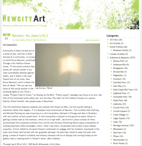 NEWCITY Art: Review: No Joke/LVL3