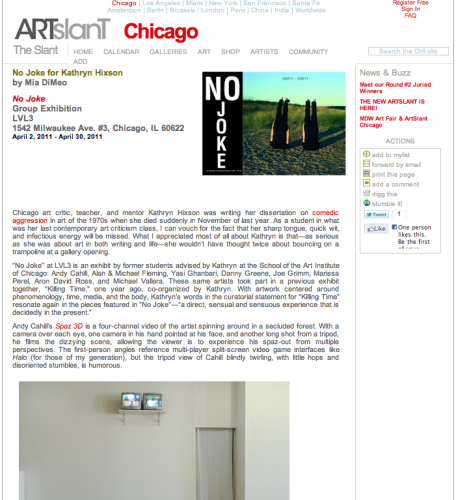 ARTslant; No Joke for Kathryn Hixson