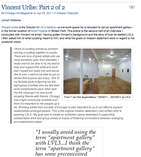 Chicago Art Magazine: Part 2 or 2 interview