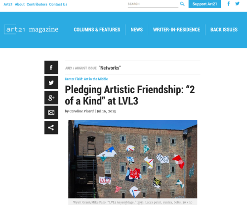 art21 magazine: Pledging Artistic Friendship: “2 of a Kind” at LVL3