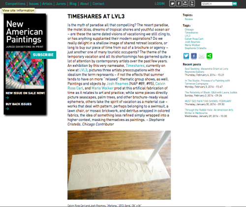 New American Paintings: Timeshares at LVL3