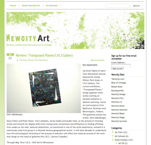 NEWCITY Art: Review: Transposed Planes/LVL3 Gallery